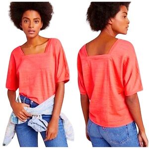 Anthropologie Coral Square Neck Top. Size M.
